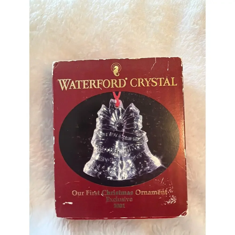 Waterford Crystal Our First Christmas Ornament 2001 Bells w/ Box Ireland MIB